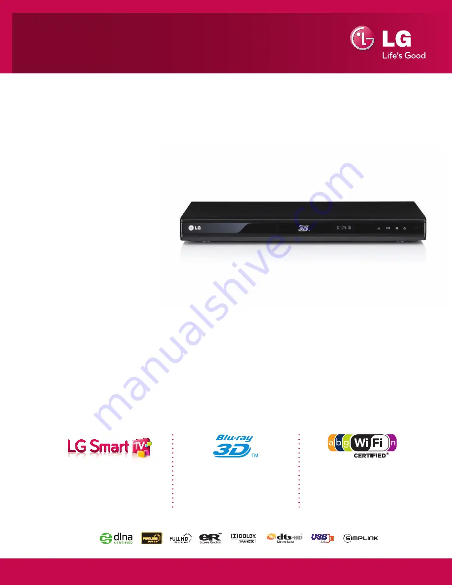 LG BD670 Specifications Download Page 1