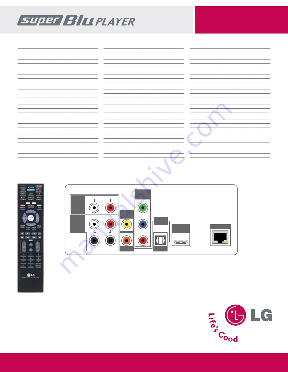 LG BH100 Specification Sheet Download Page 2