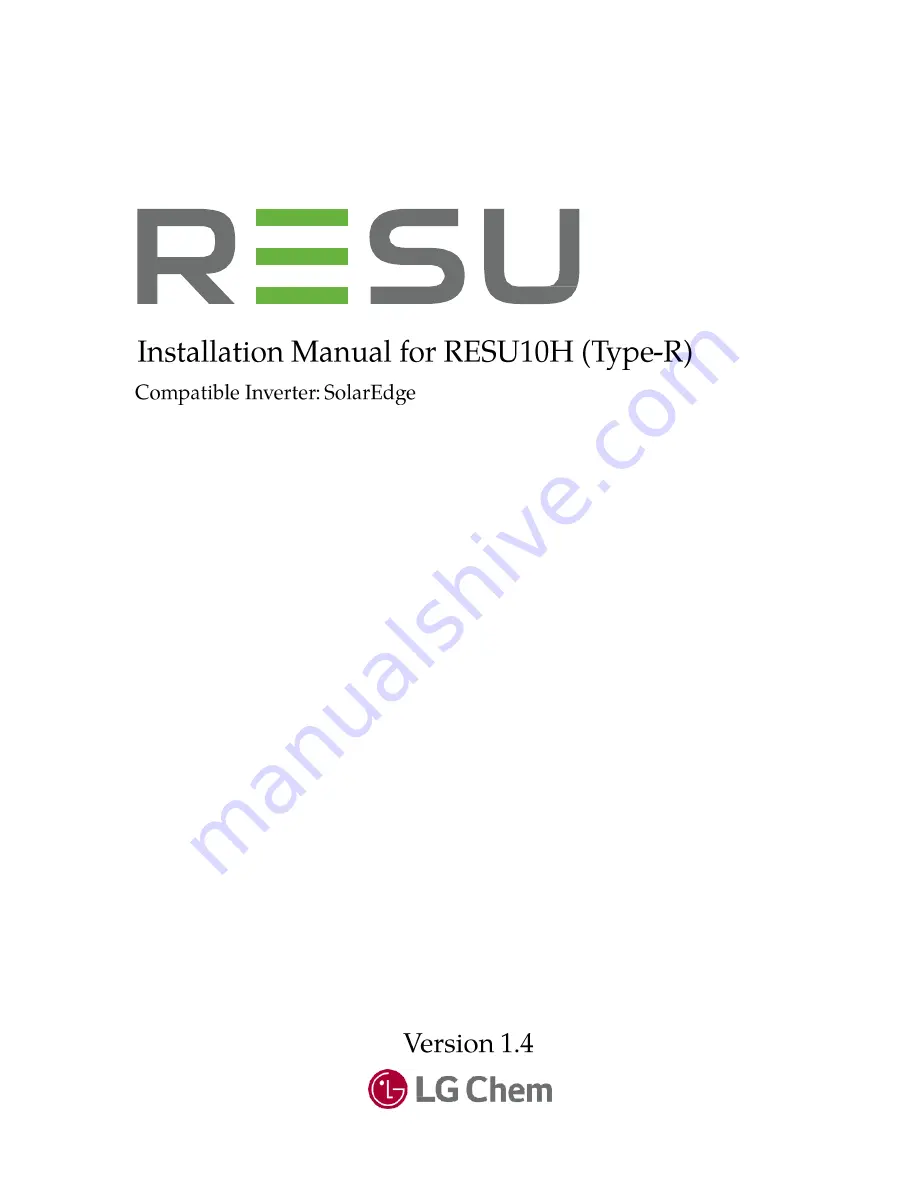 LG CHEM RESU10H Скачать руководство пользователя страница 1