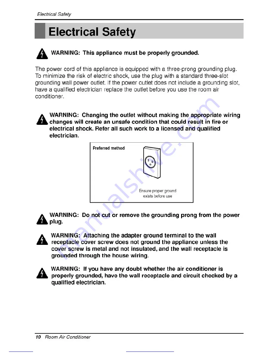 LG COMFORT-AIRE REG-123A Owner'S Manual Download Page 10