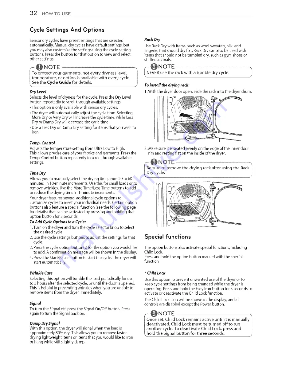 LG DLEX5680V Owner'S Manual Download Page 32