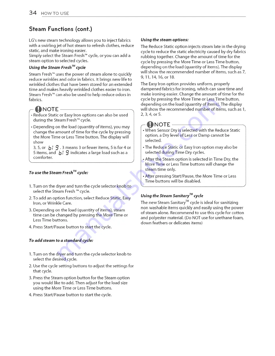 LG DLEX5680V Owner'S Manual Download Page 34