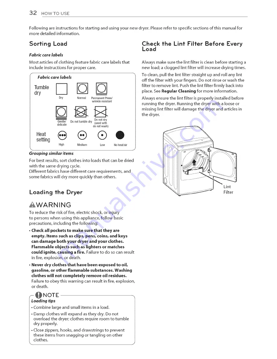 LG DLEY1701V Owner'S Manual Download Page 32