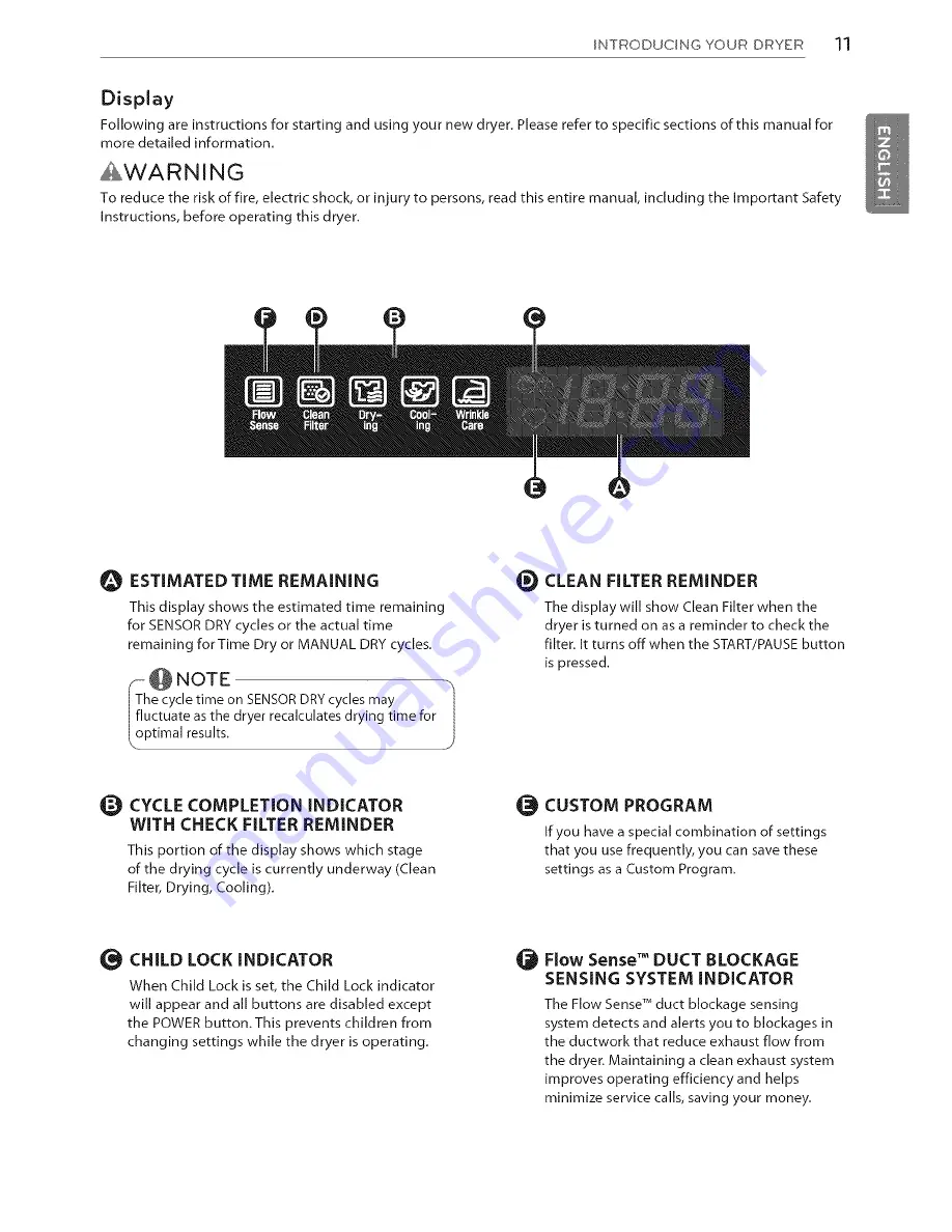 LG DLEY1701VE Owner'S Manual Download Page 11