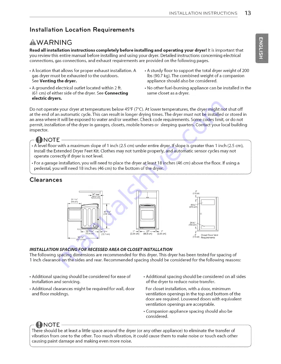 LG DLEY1701VE Owner'S Manual Download Page 13