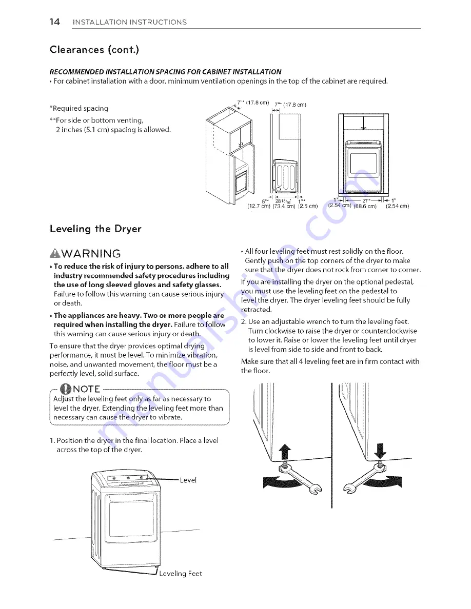 LG DLEY1701VE Owner'S Manual Download Page 14