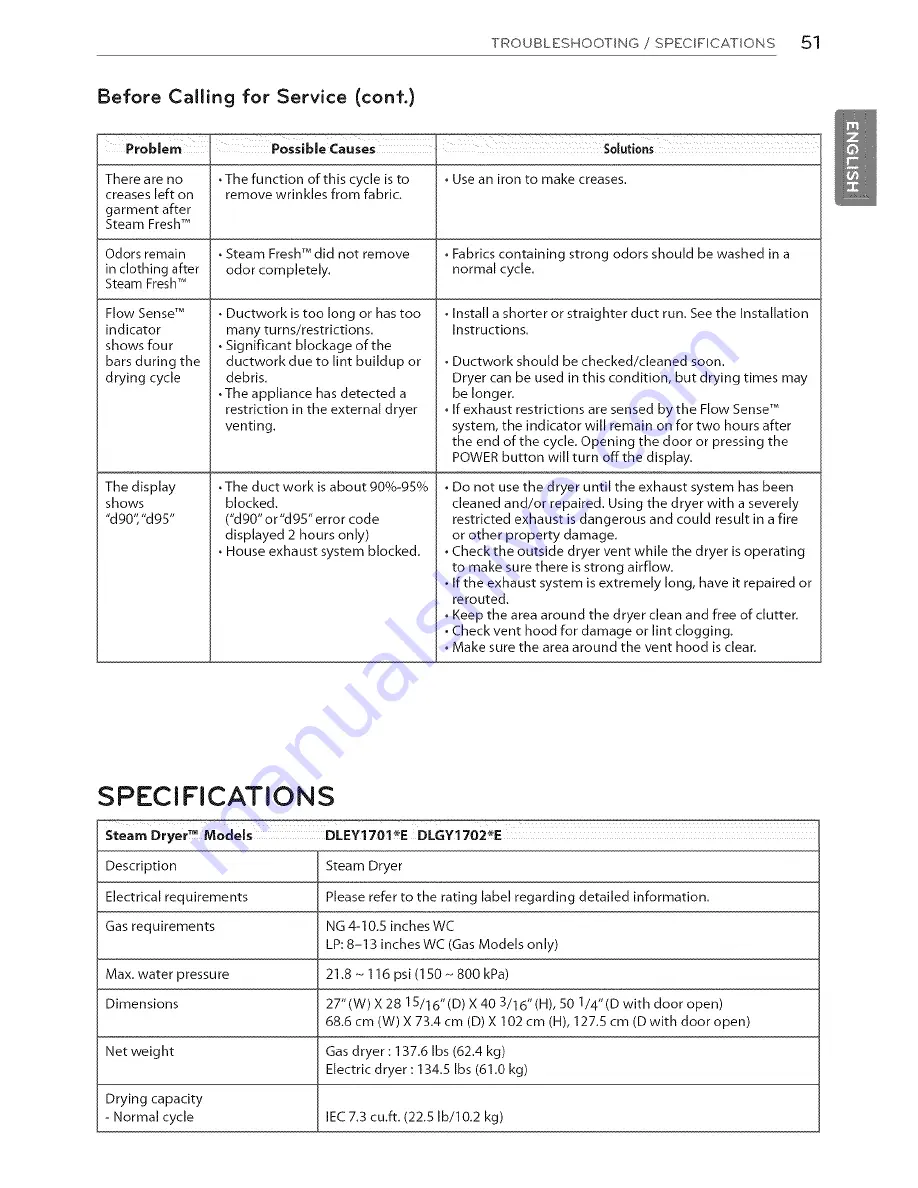 LG DLEY1701VE Owner'S Manual Download Page 51