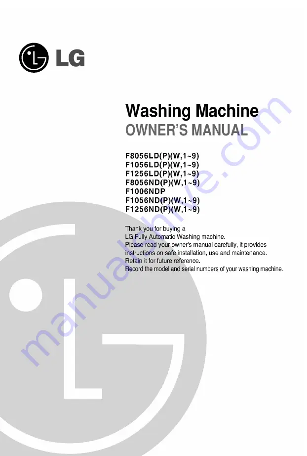 LG F1006NDP Owner'S Manual Download Page 1