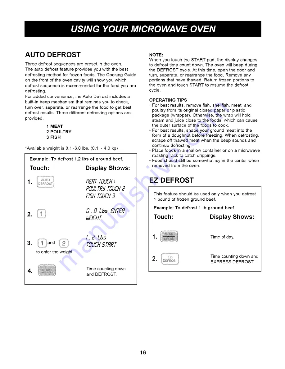 LG LCRM1240SB Owner'S Manual Download Page 16