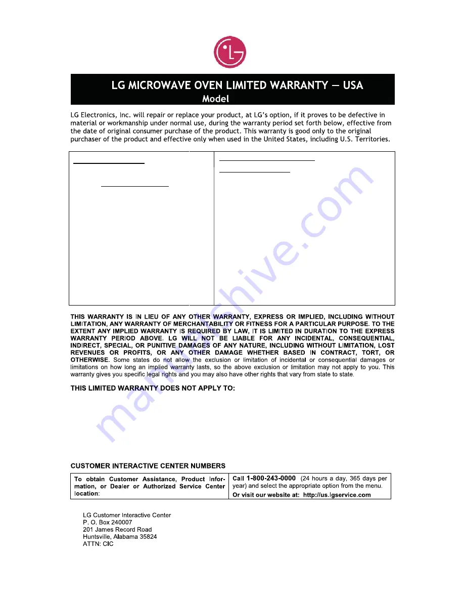 LG LCS1013SW Owner'S Manual Download Page 24