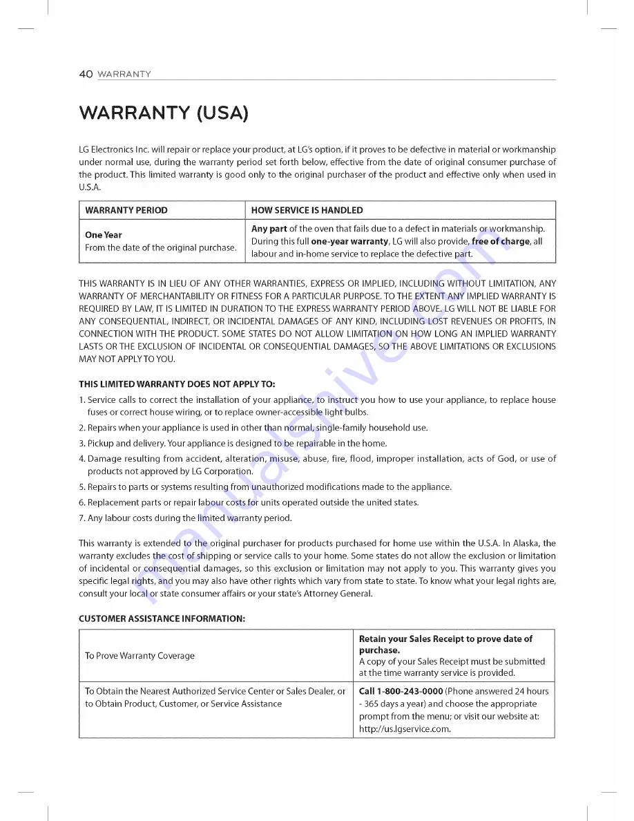 LG LDE3035SB Owner'S Manual Download Page 40