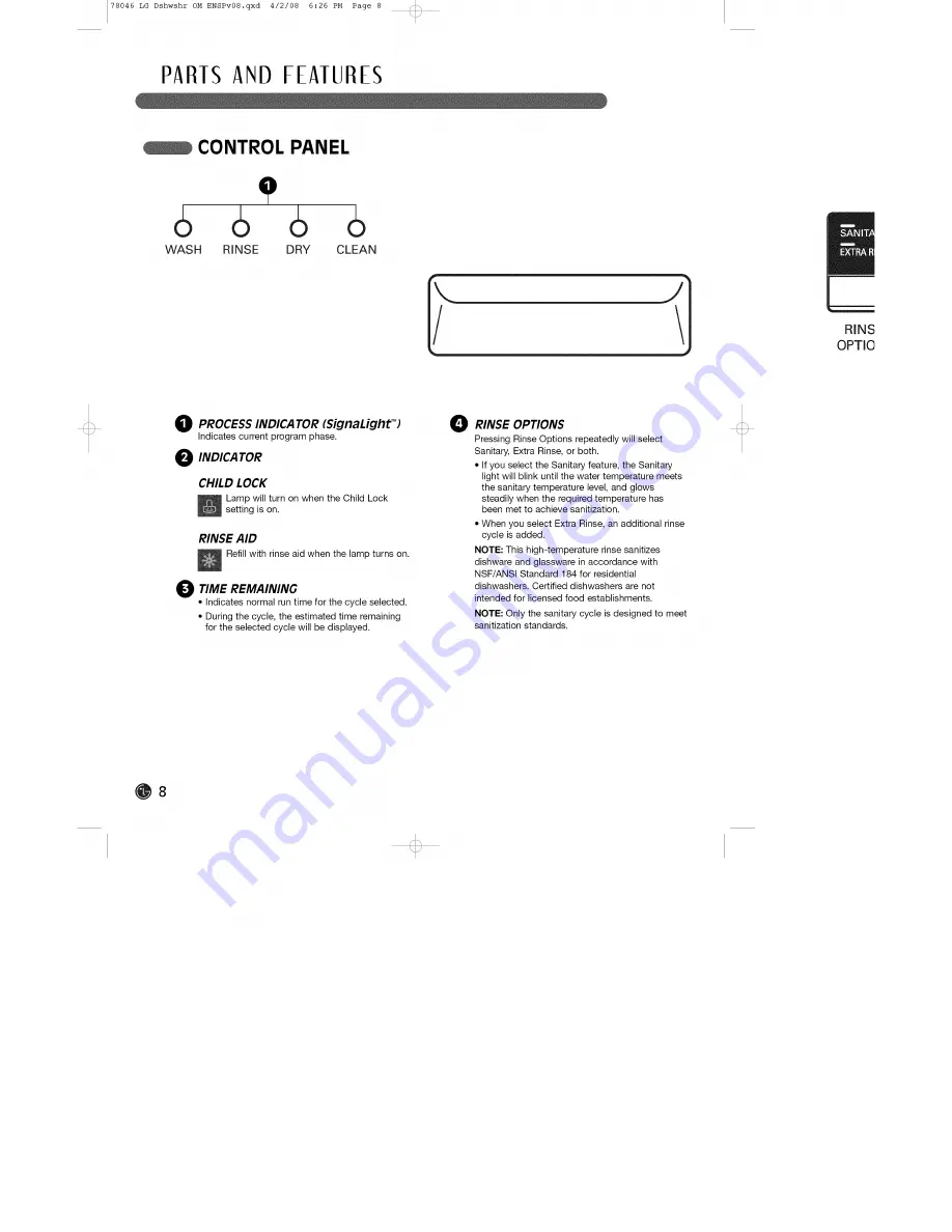 LG LDS4821BB - 24in Full Console Dishwasher User Manual Download Page 8