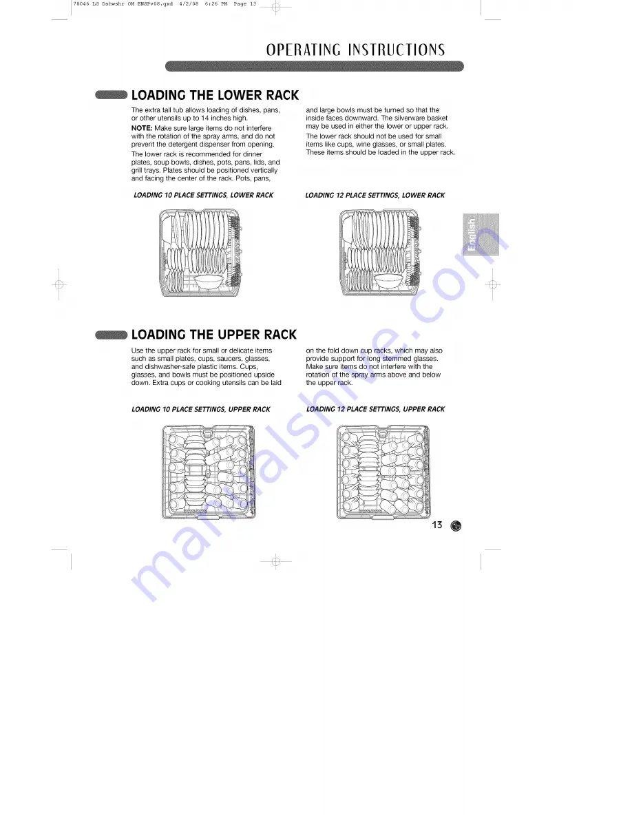 LG LDS4821BB - 24in Full Console Dishwasher User Manual Download Page 13