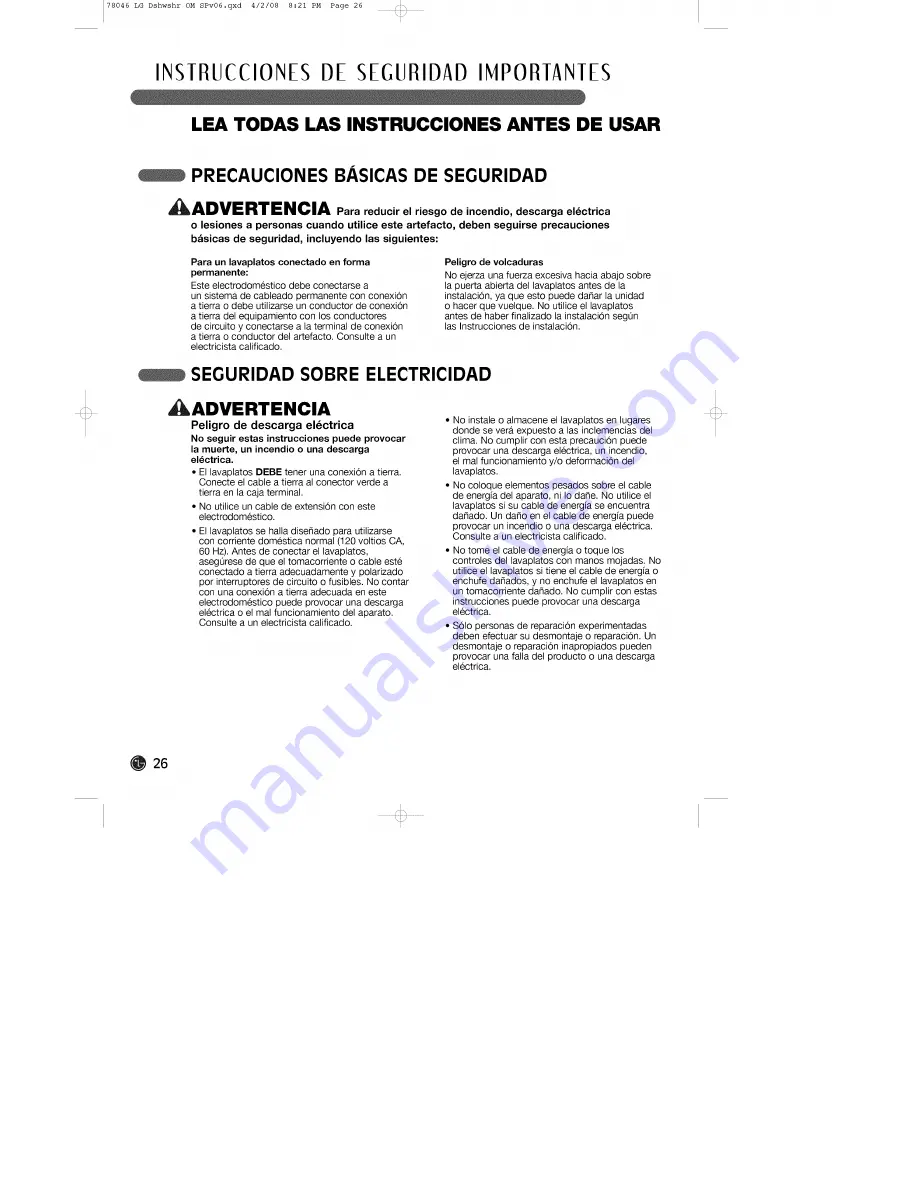 LG LDS4821BB - 24in Full Console Dishwasher User Manual Download Page 26