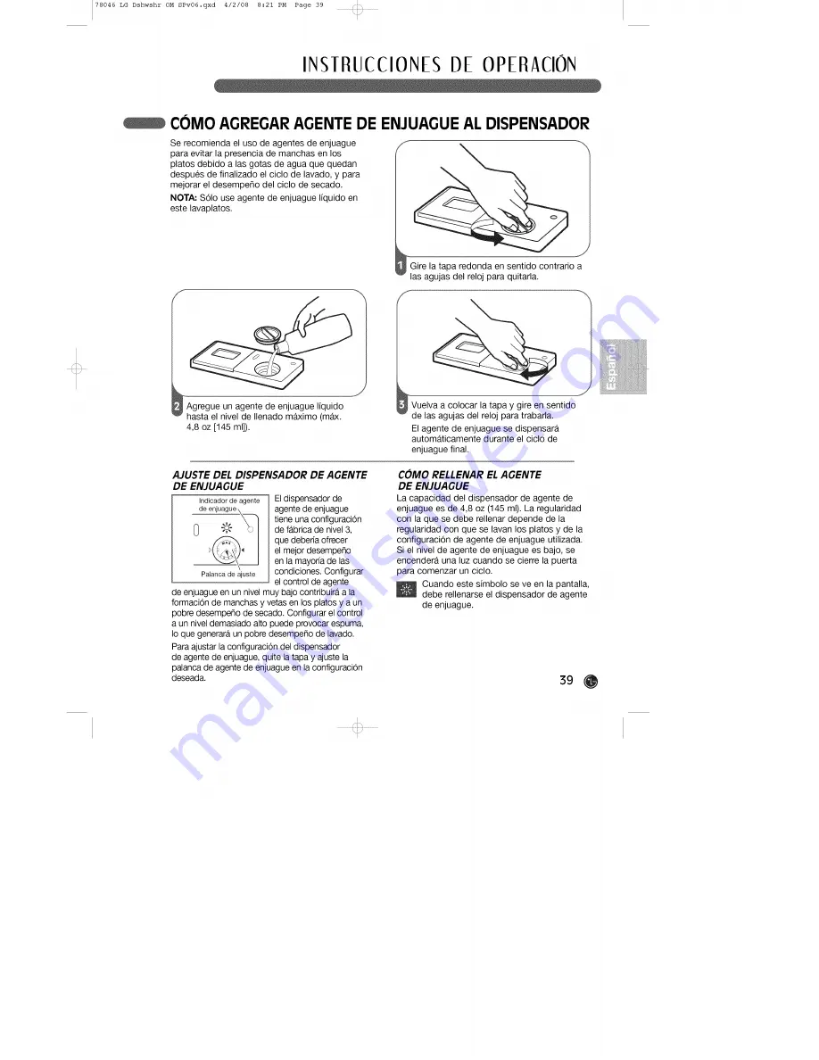 LG LDS4821BB - 24in Full Console Dishwasher User Manual Download Page 39