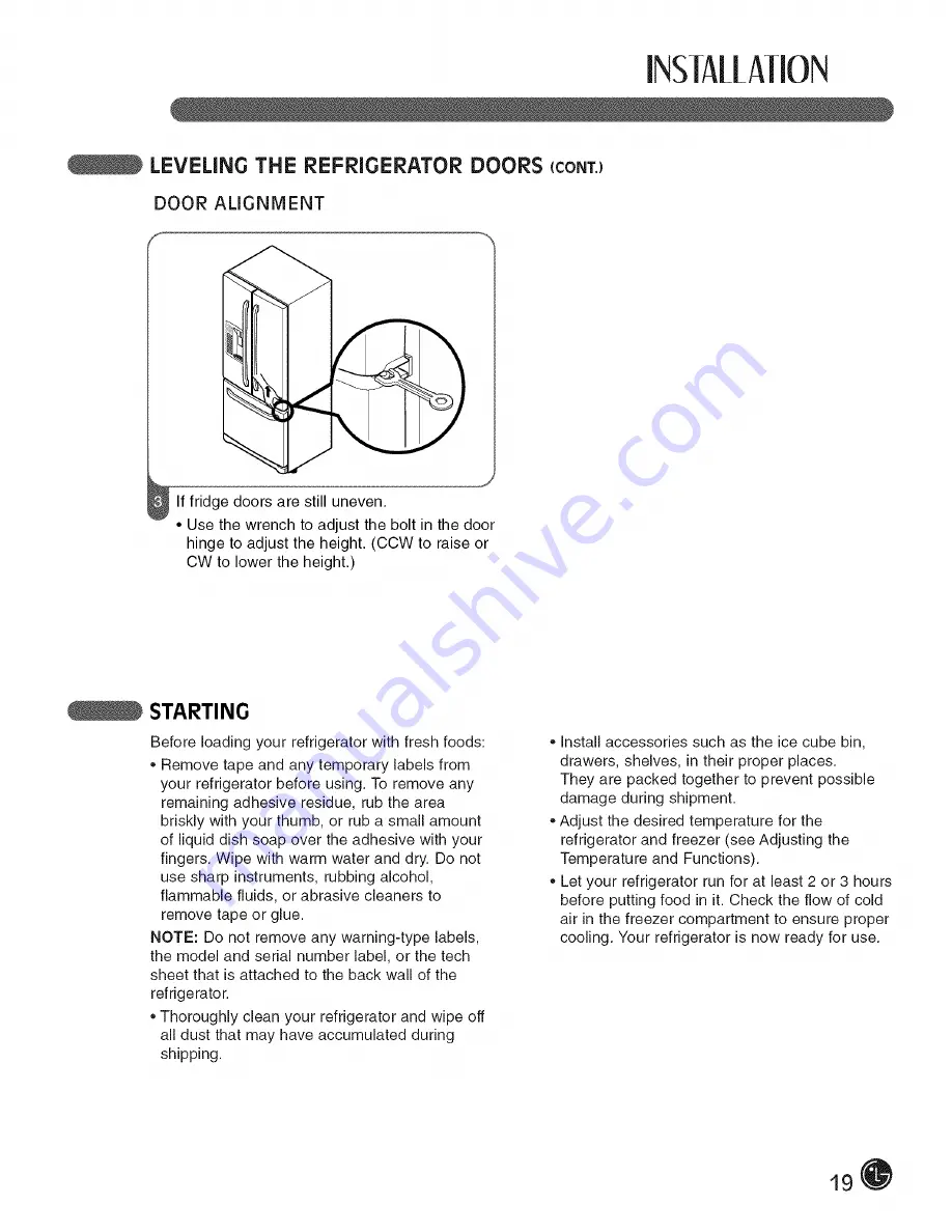 LG LFX21980 Series User'S Manual & Installation Instructions Download Page 19