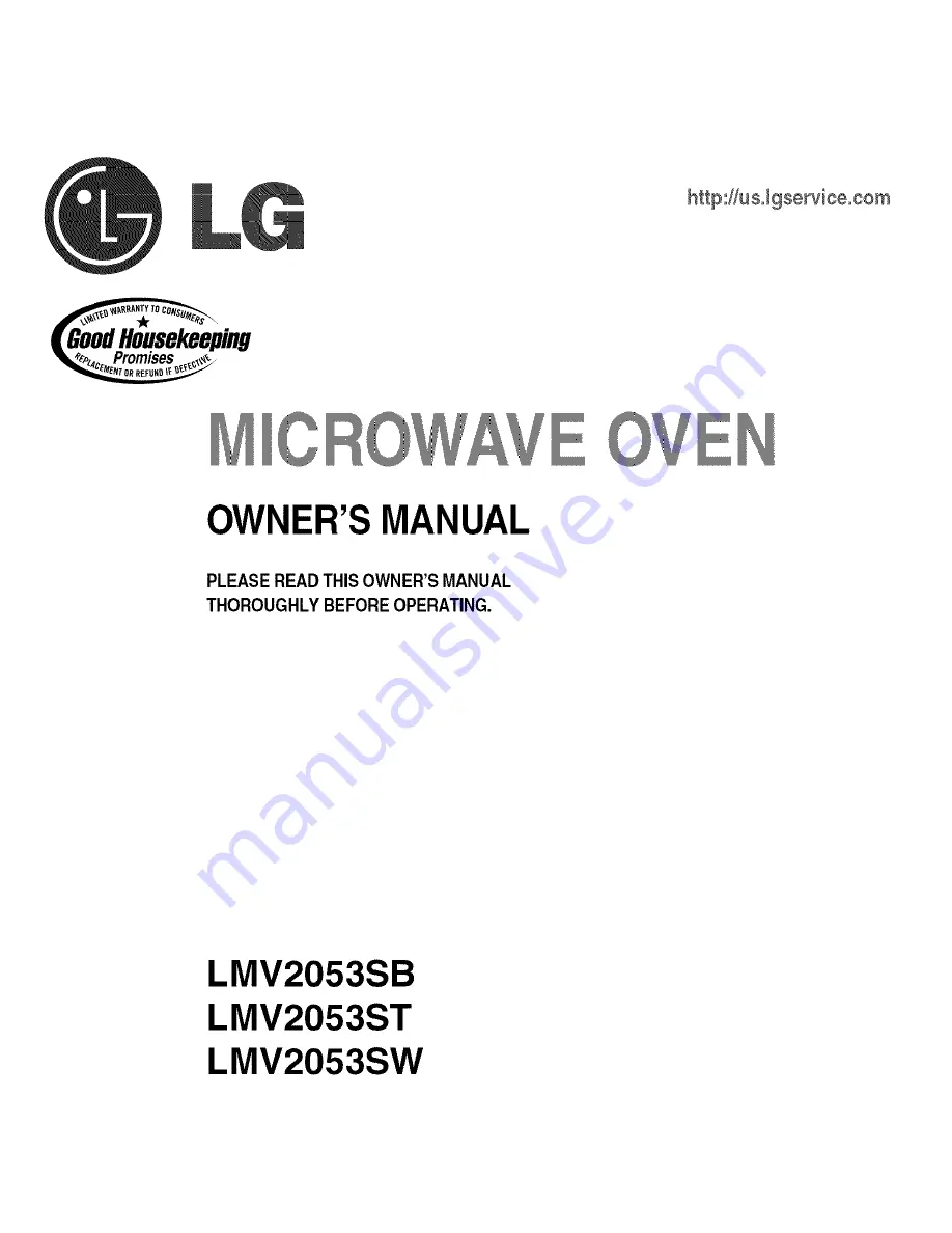 LG LMV2053SB - 2.0 Cu. Ft. Microwave Скачать руководство пользователя страница 1