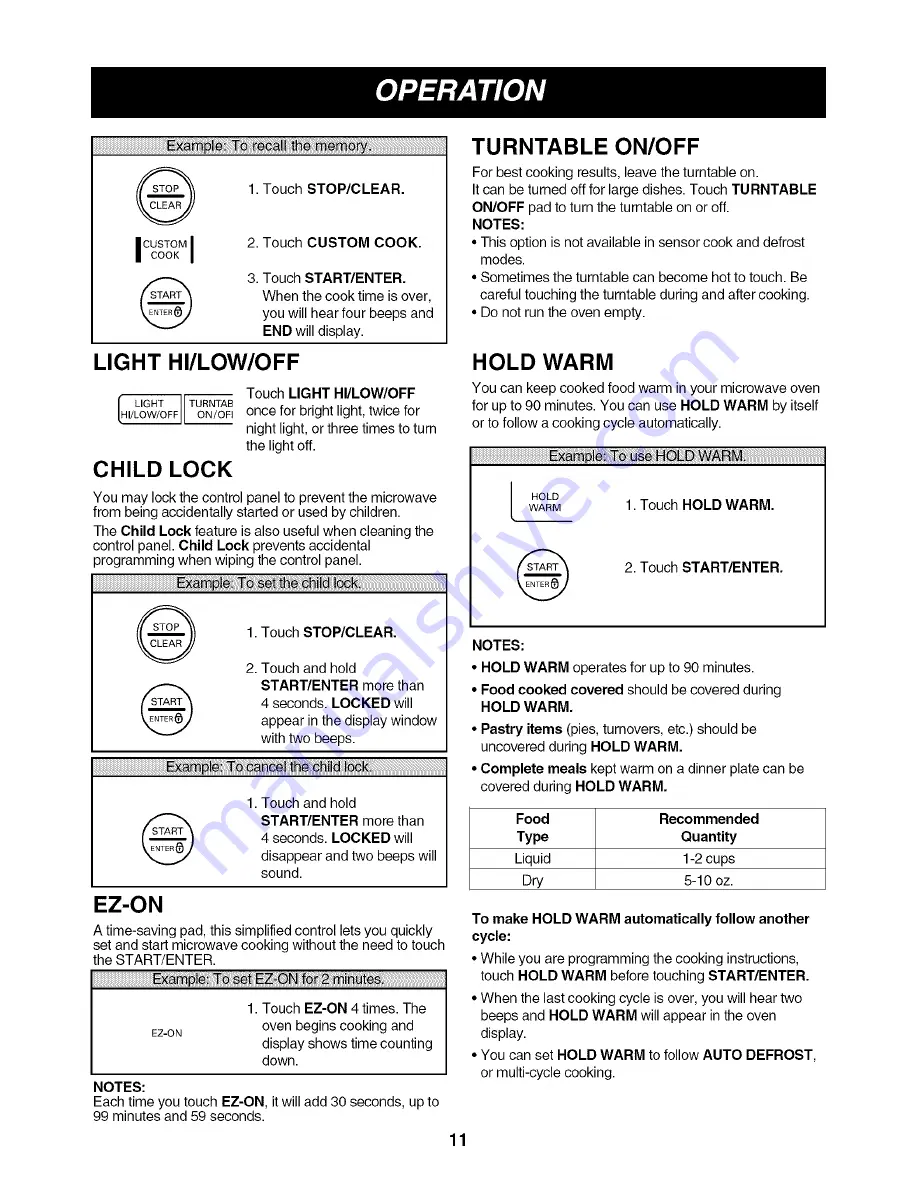 LG LMV2053SB - 2.0 Cu. Ft. Microwave Скачать руководство пользователя страница 11