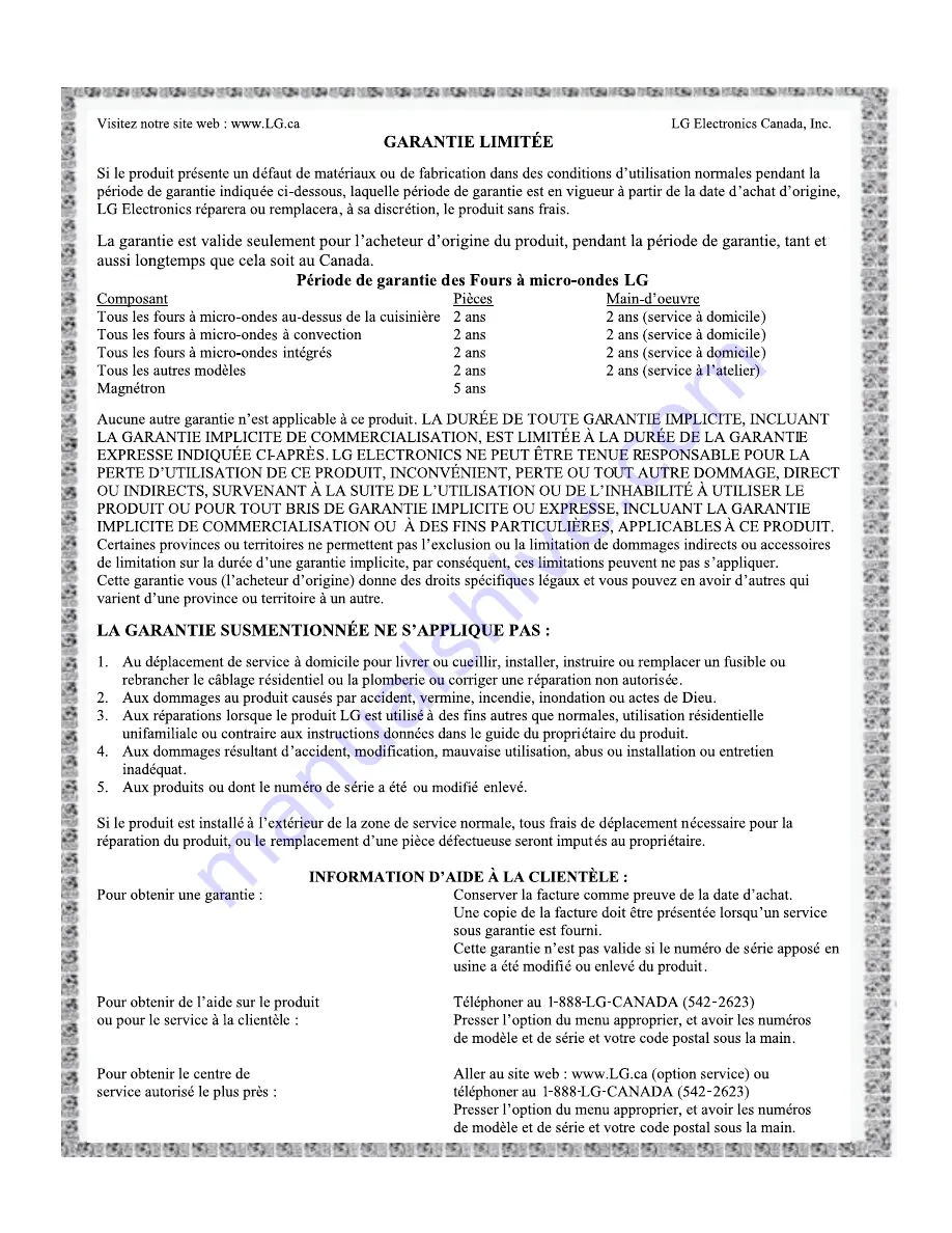 LG LMV2061SB Owner'S Manual Download Page 62