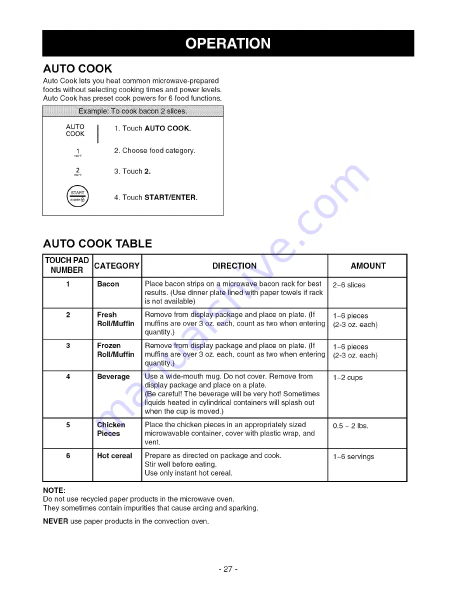 LG LMVH1750SB Owner'S Manual Download Page 27