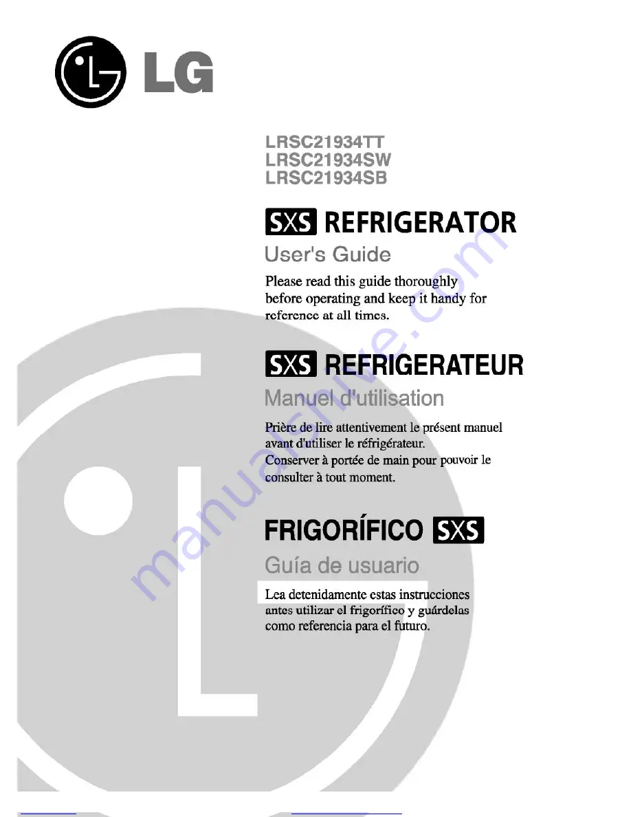 LG LRSC21934SB Скачать руководство пользователя страница 1