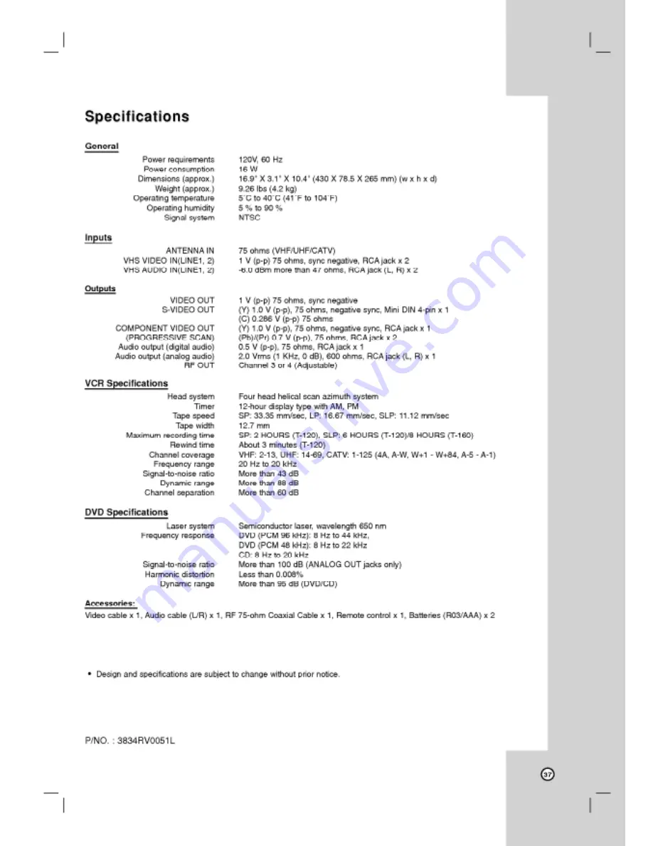 LG LVC-737 Owner'S Manual Download Page 37