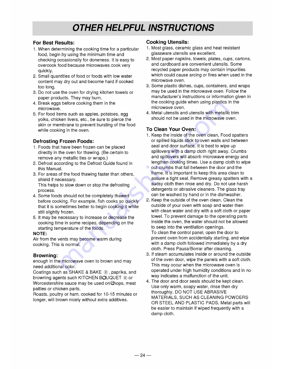 LG MS-1442DB Owner'S Manual Download Page 24