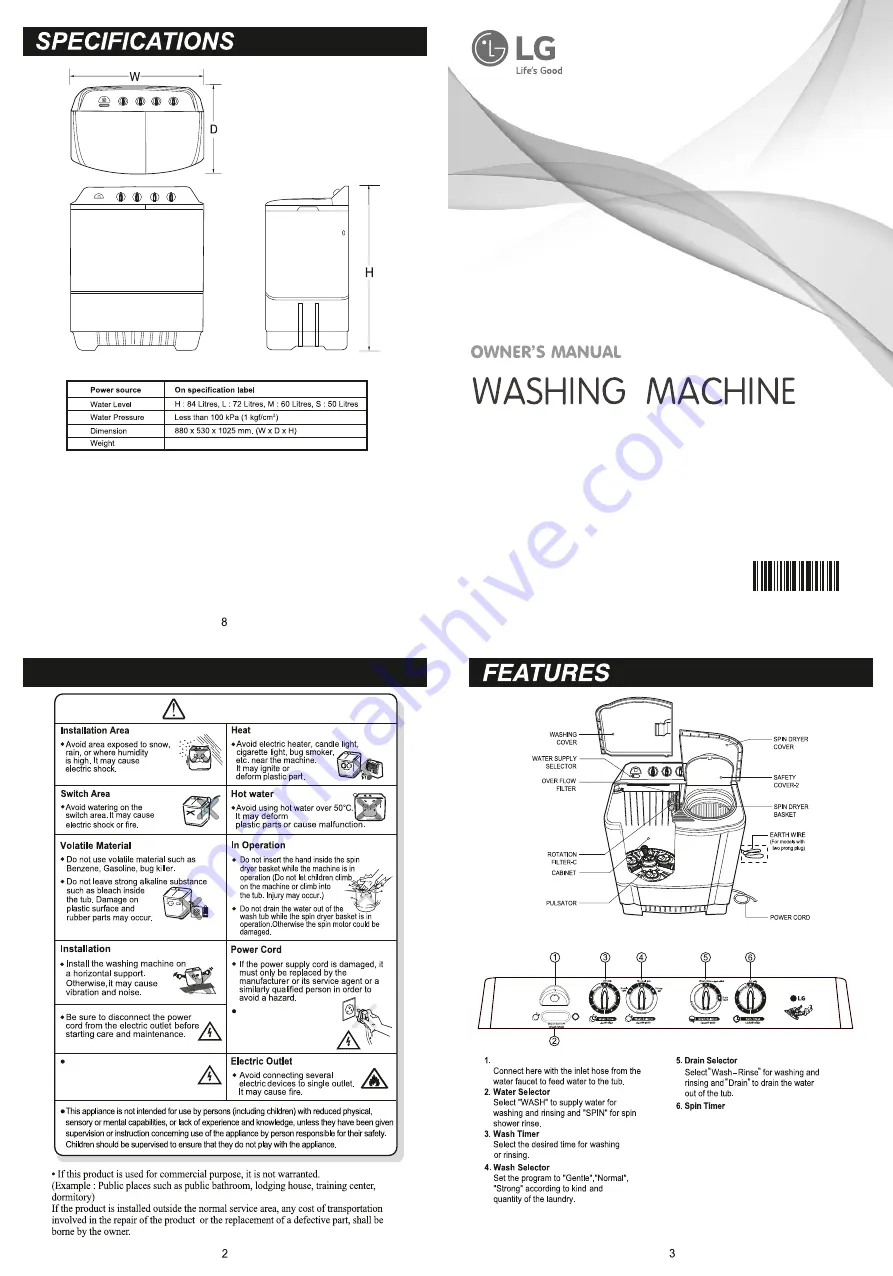 LG P0106RONL Owner'S Manual Download Page 1