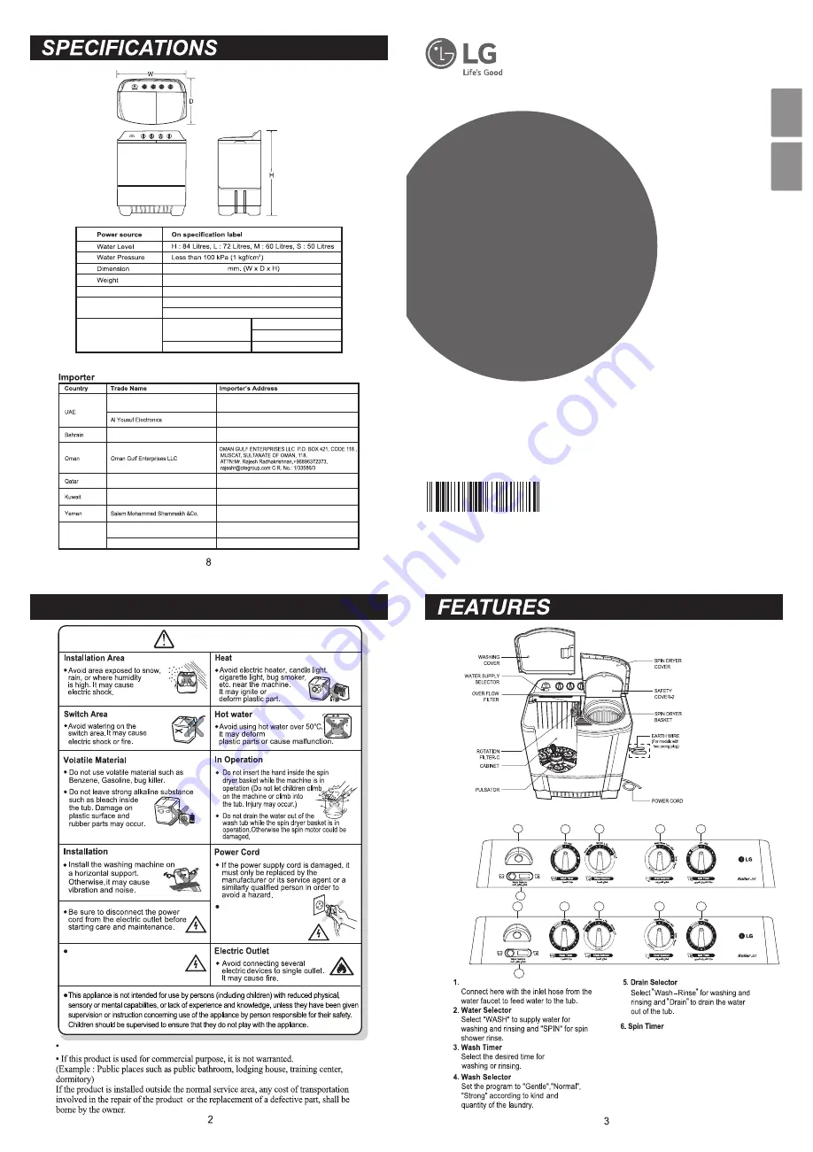 LG P1461RWN5L Owner'S Manual Download Page 1