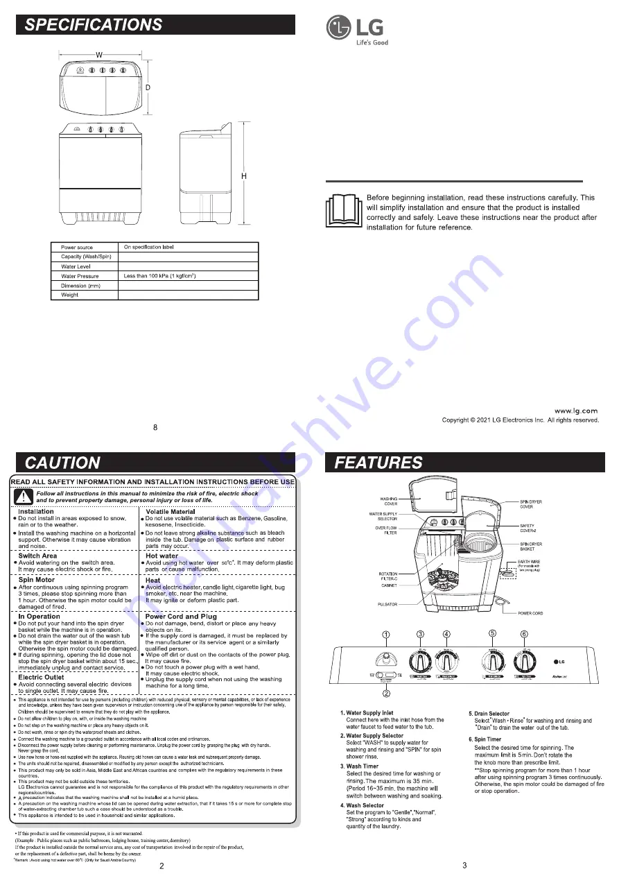 LG P1961RWNT Owner'S Manual Download Page 2