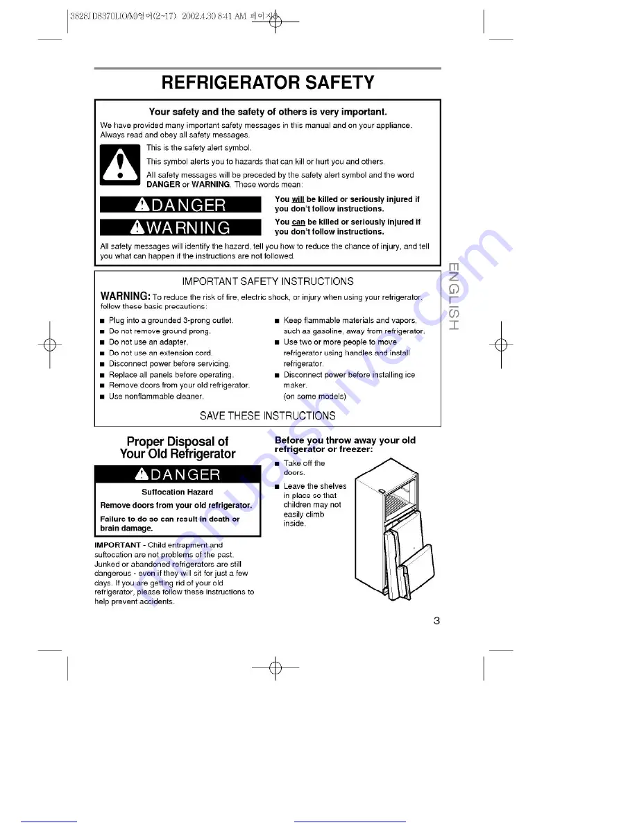 LG Privelege GR-626RW Owner'S Manual Download Page 3