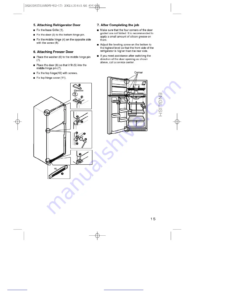 LG Privelege GR-626RW Owner'S Manual Download Page 15