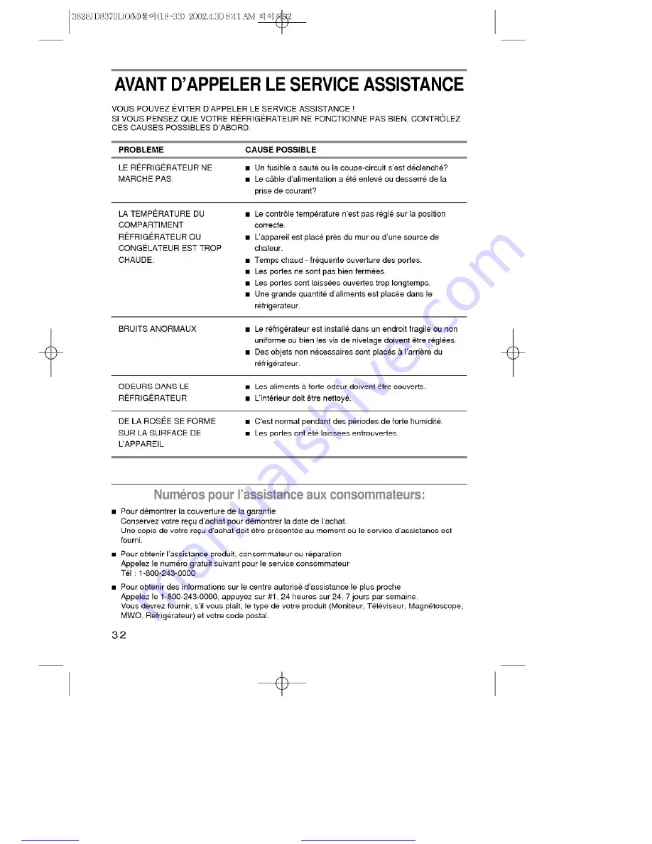 LG Privelege GR-626RW Owner'S Manual Download Page 32