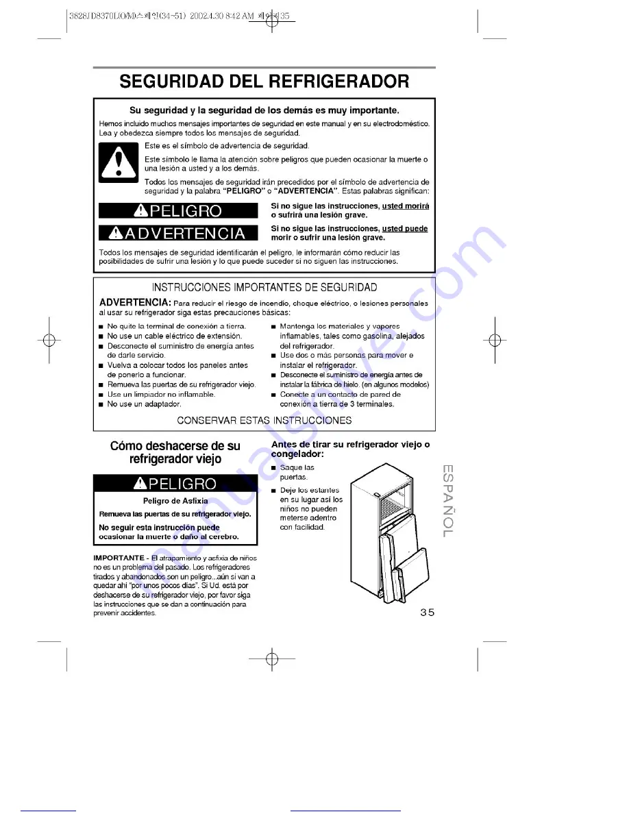 LG Privelege GR-626RW Owner'S Manual Download Page 35