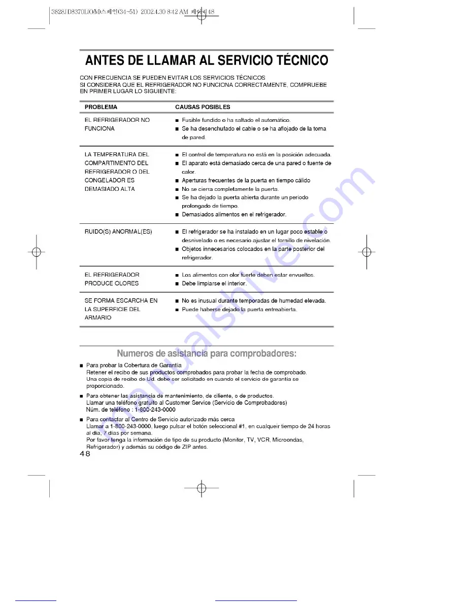 LG Privelege GR-626RW Owner'S Manual Download Page 48