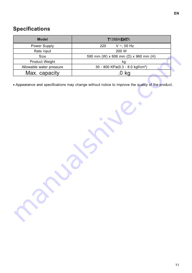 LG T1288NEHTA Скачать руководство пользователя страница 12