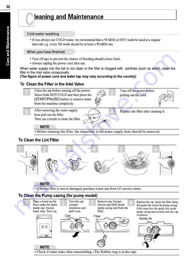 LG T1443TEFT0 Owner'S Manual Download Page 32