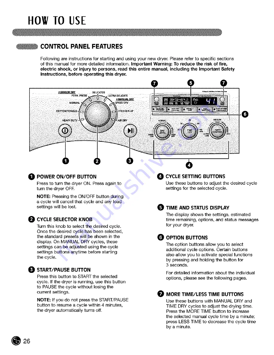 LG Tromm DLE5955G User'S Manual & Installation Instructions Download Page 26