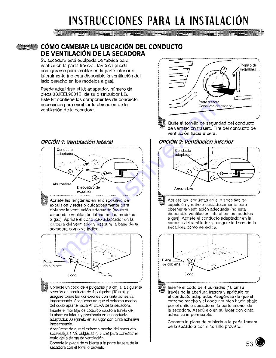 LG Tromm DLE5955G User'S Manual & Installation Instructions Download Page 53