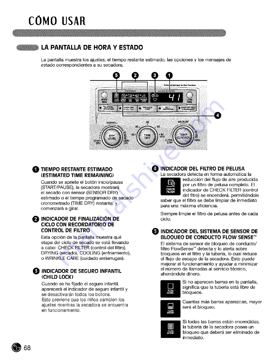 LG Tromm DLE5955G User'S Manual & Installation Instructions Download Page 68