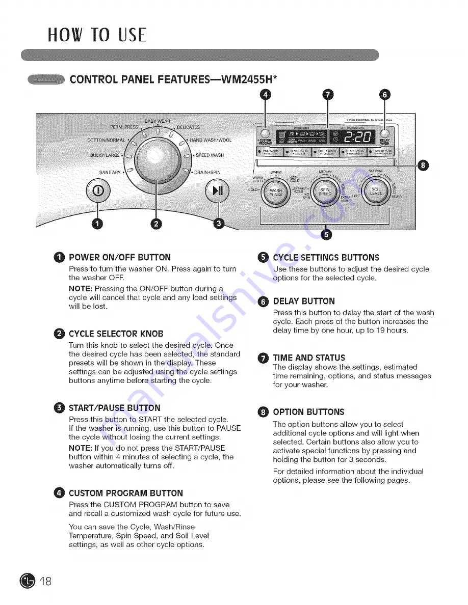 LG TROMM WM2455H User'S Manual & Installation Instructions Download Page 18