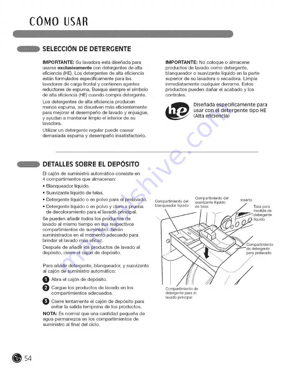 LG TROMM WM2455H User'S Manual & Installation Instructions Download Page 54