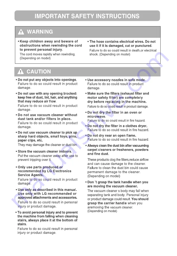 LG VC2216 Series Owner'S Manual Download Page 11