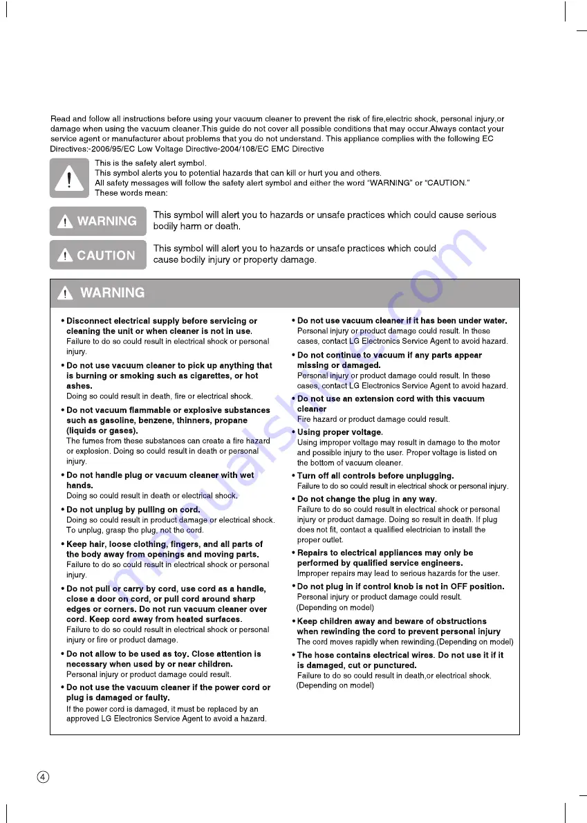 LG VC3020H Series Owner'S Manual Download Page 4