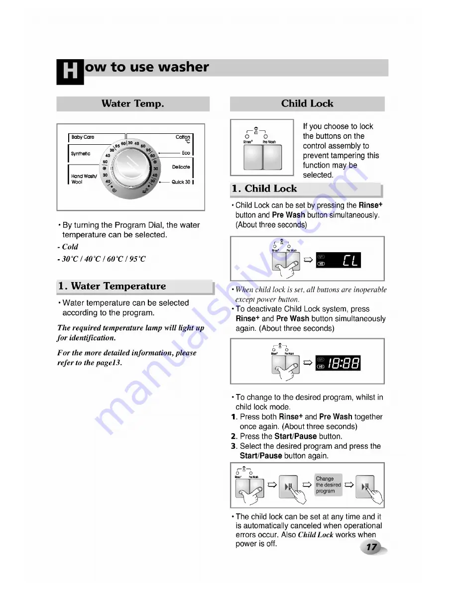 LG WD-1238C Owner'S Manual Download Page 17