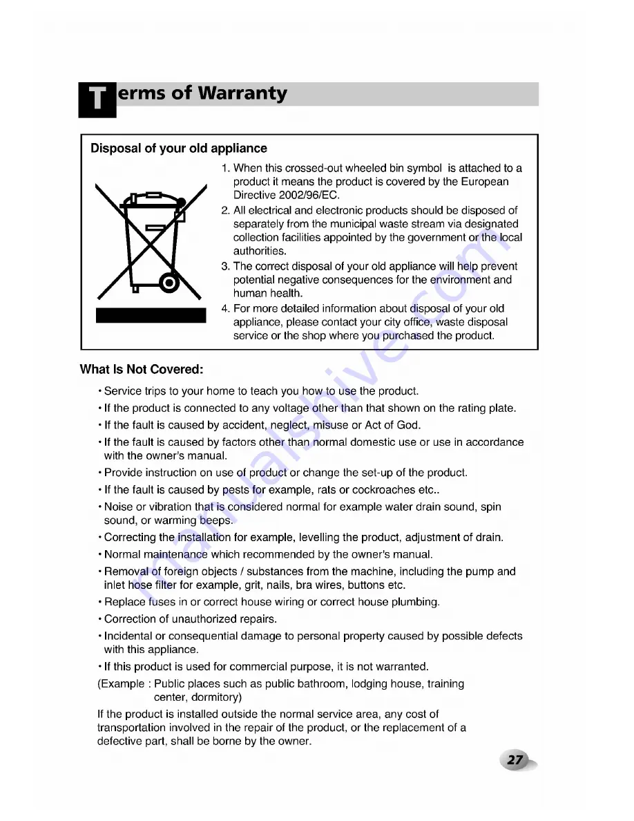 LG WD-1238C Owner'S Manual Download Page 27