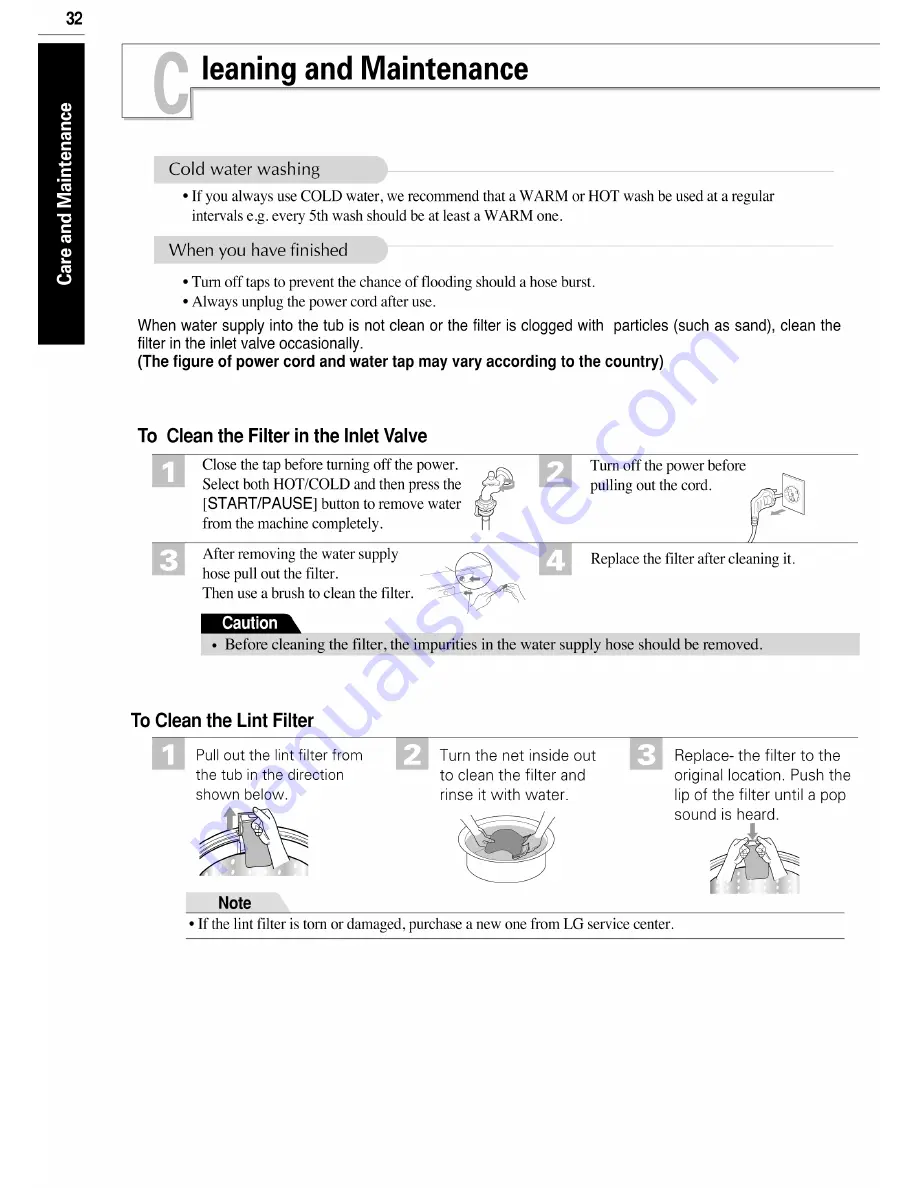 LG WF-1060 Owner'S Manual Download Page 32