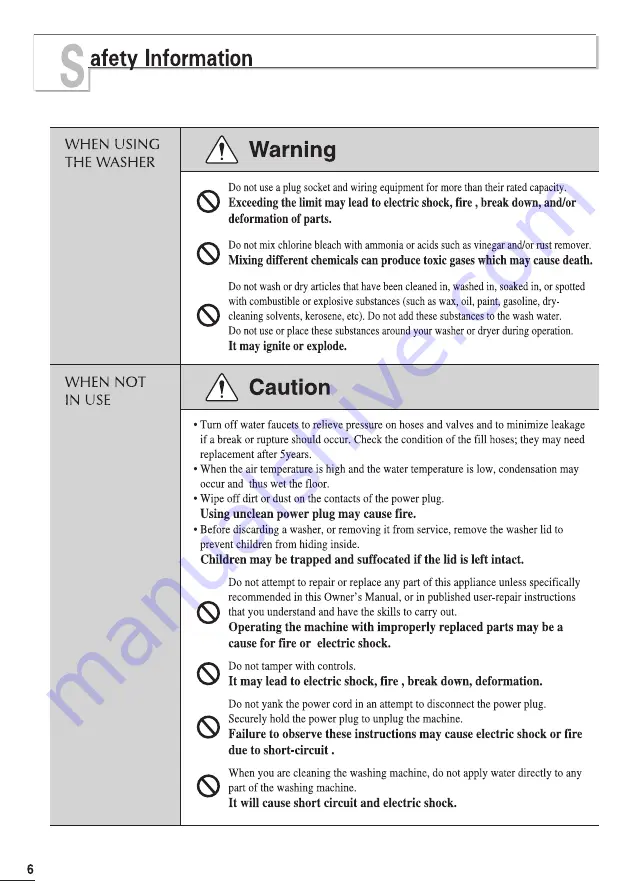 LG WF-S10CR Owner'S Manual Download Page 6