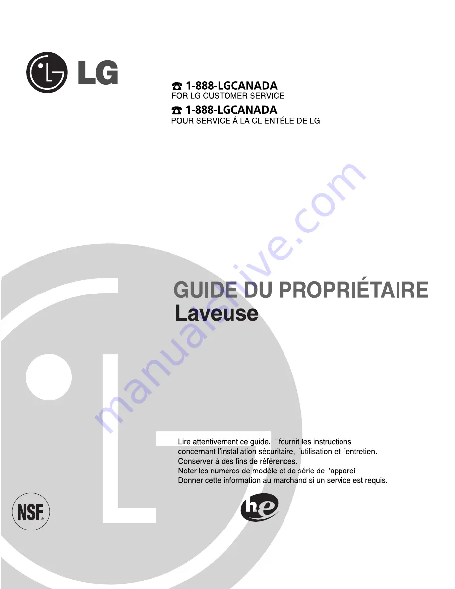 LG WM2101H Series Owner'S Manual Download Page 1