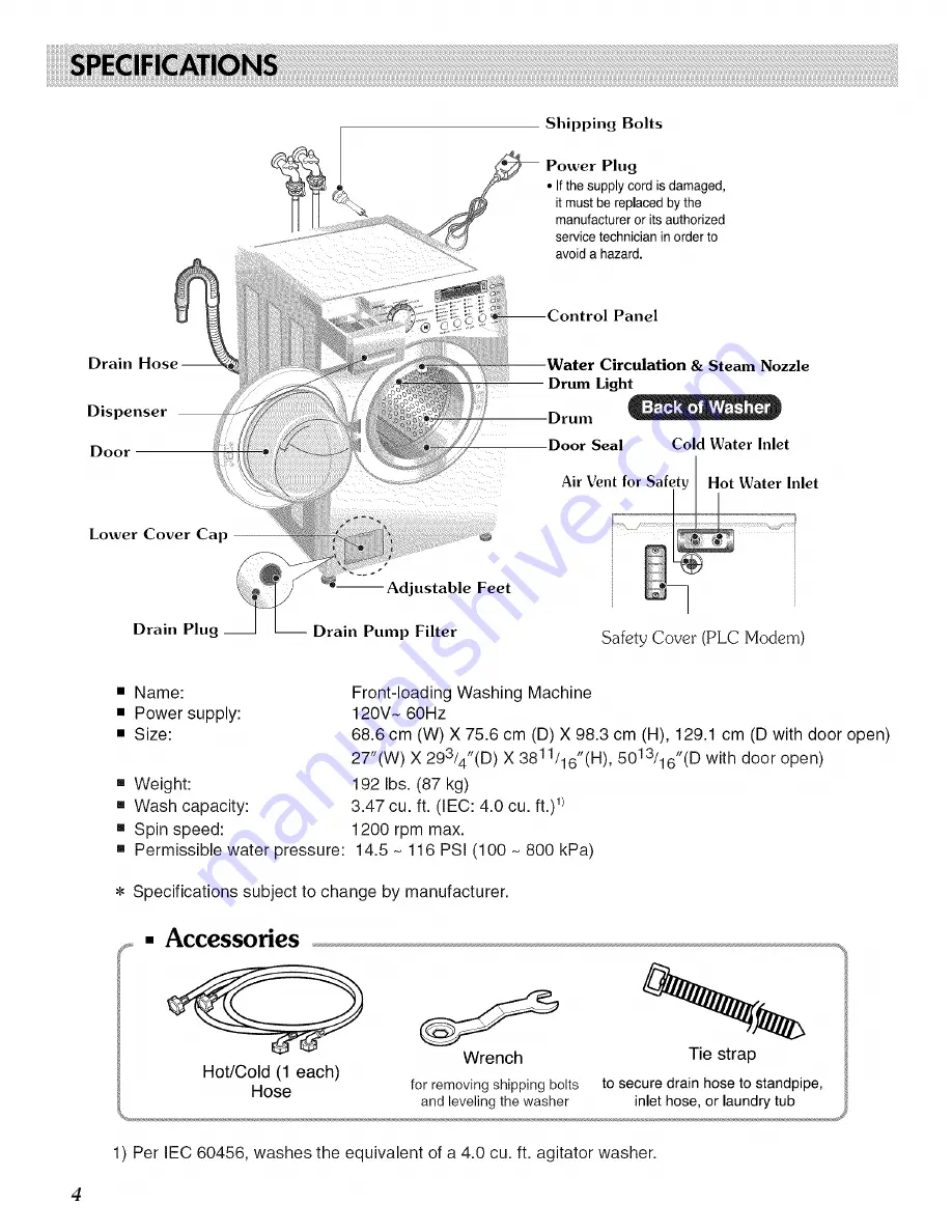 LG WM2487HM series Owner'S Manual Download Page 4